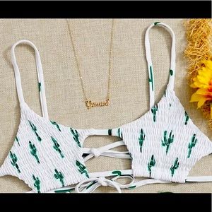 SHEIN cactus cutout smocked bikini top